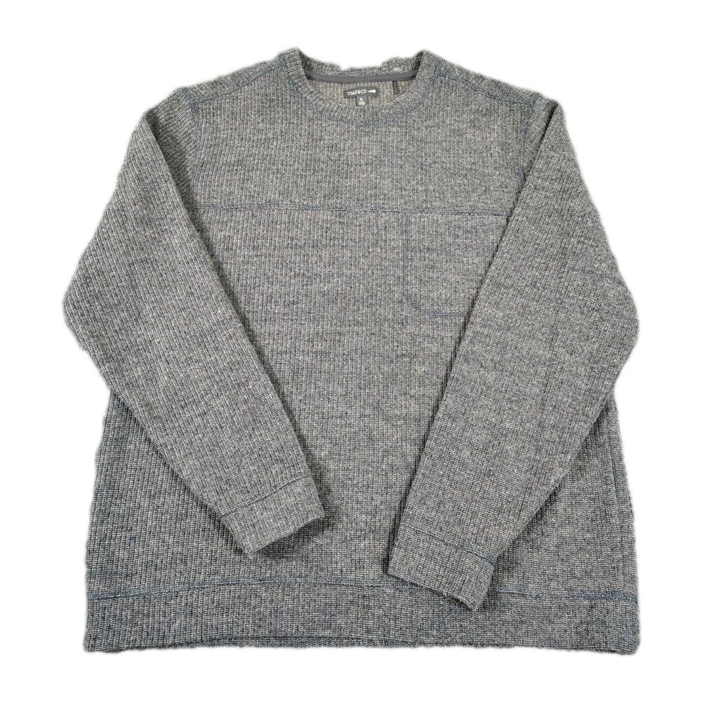 Toad & Co Breithorn Crew Sweater Mens XL Gray Waffle Knit Outdoor Wool Blend EUC